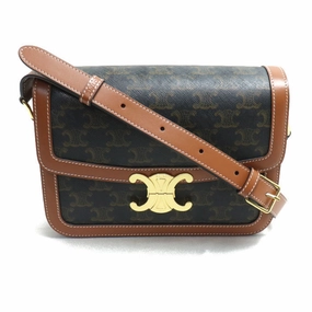 Celine Leather Canvas Shoulder Bag (Pre-Owned)