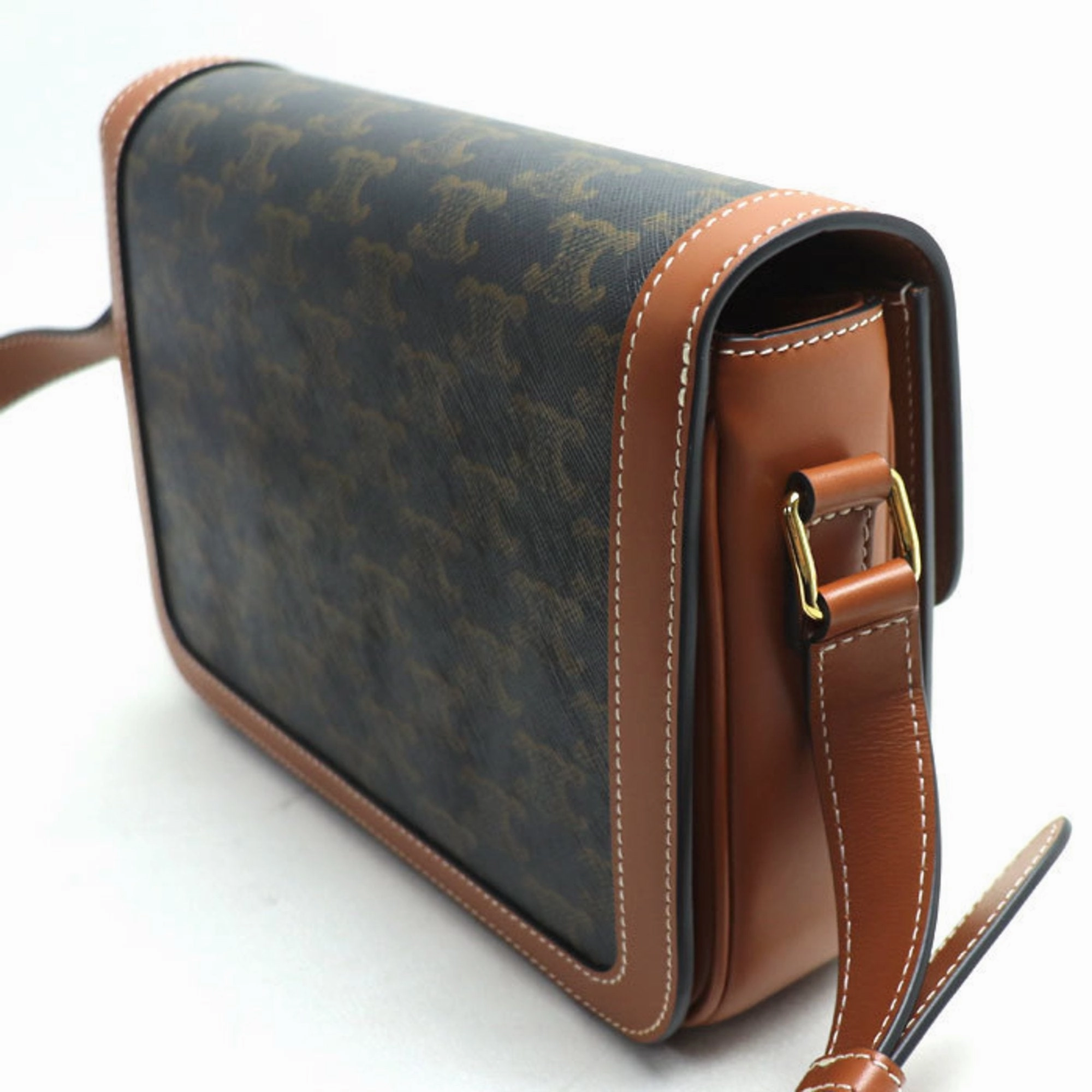 Celine Leather Canvas Shoulder Bag (Pre-Owned)