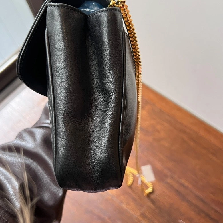 Celine Preloved Black Leather Chain Shoulder Bag AF325