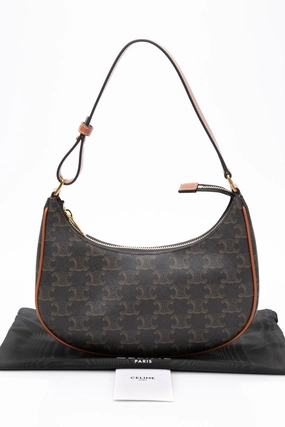 CELINE Tan Ava Bag in Triomphe Canvas and Calfskin Shoulder Bag (New)