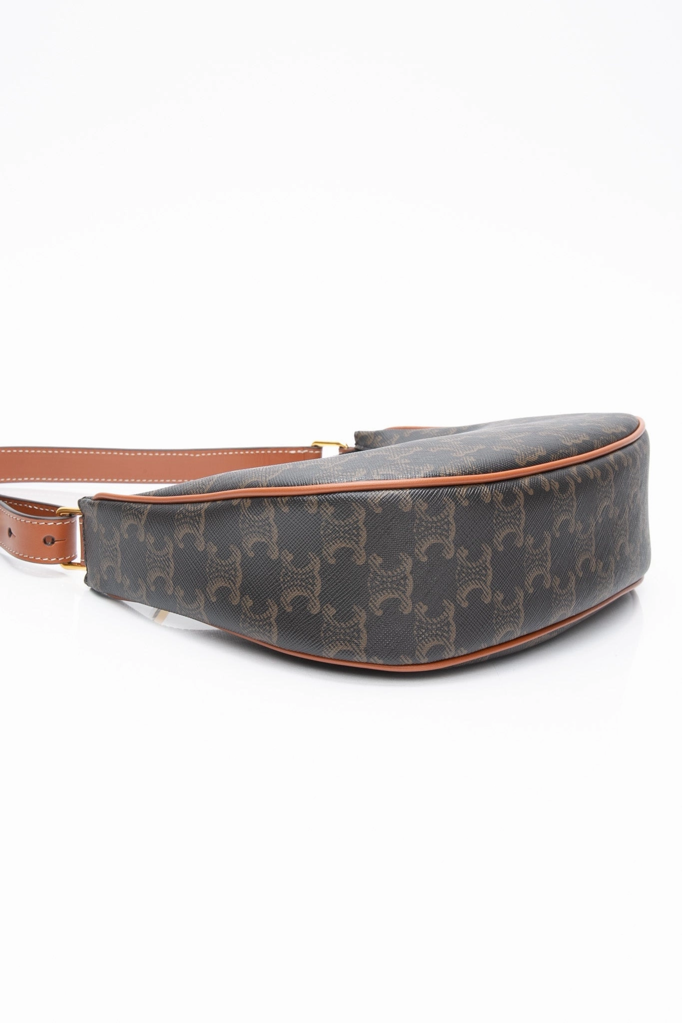 CELINE Tan Ava Bag in Triomphe Canvas and Calfskin Shoulder Bag (New)