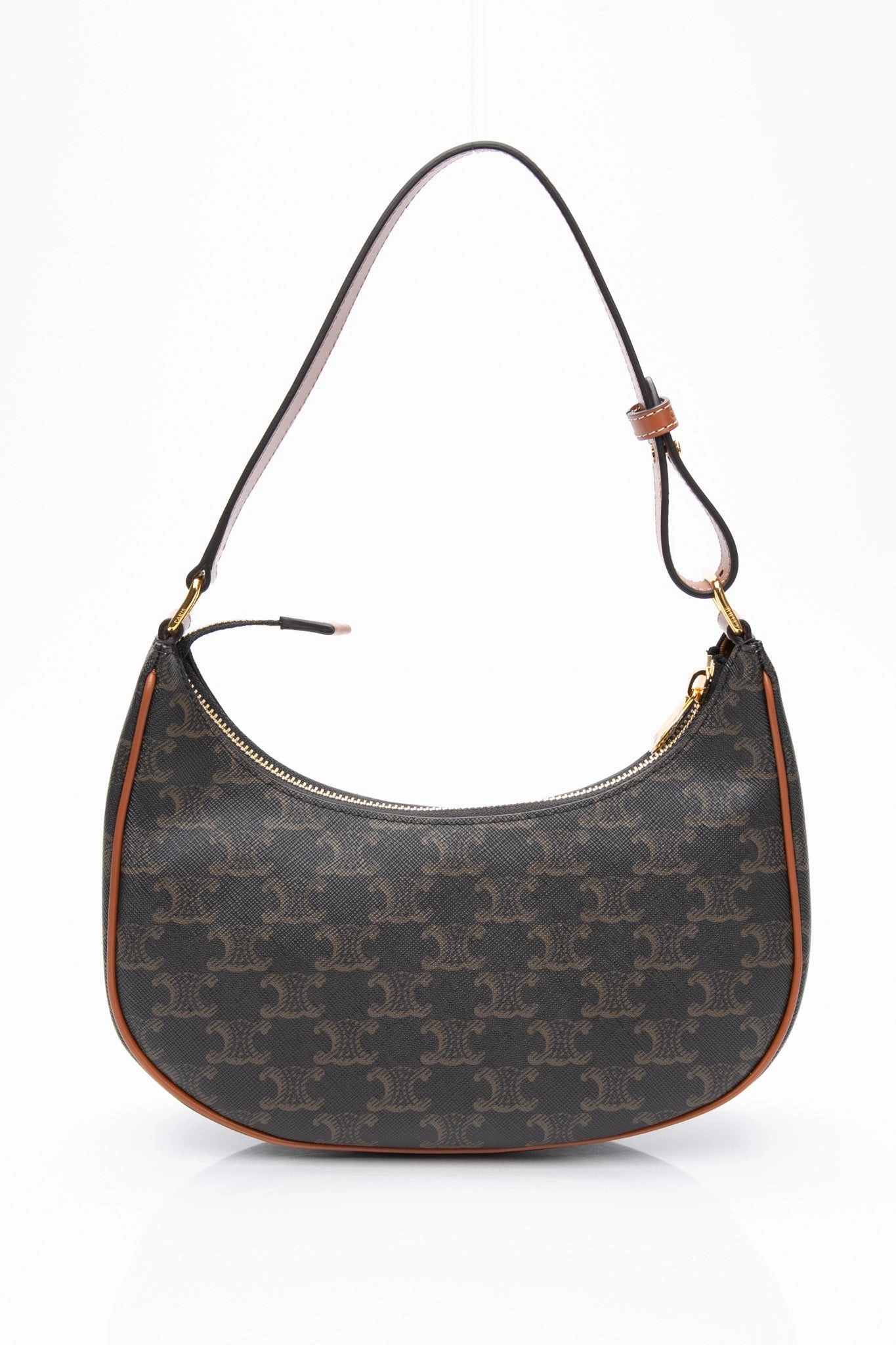 CELINE Tan Ava Bag in Triomphe Canvas and Calfskin Shoulder Bag (New)
