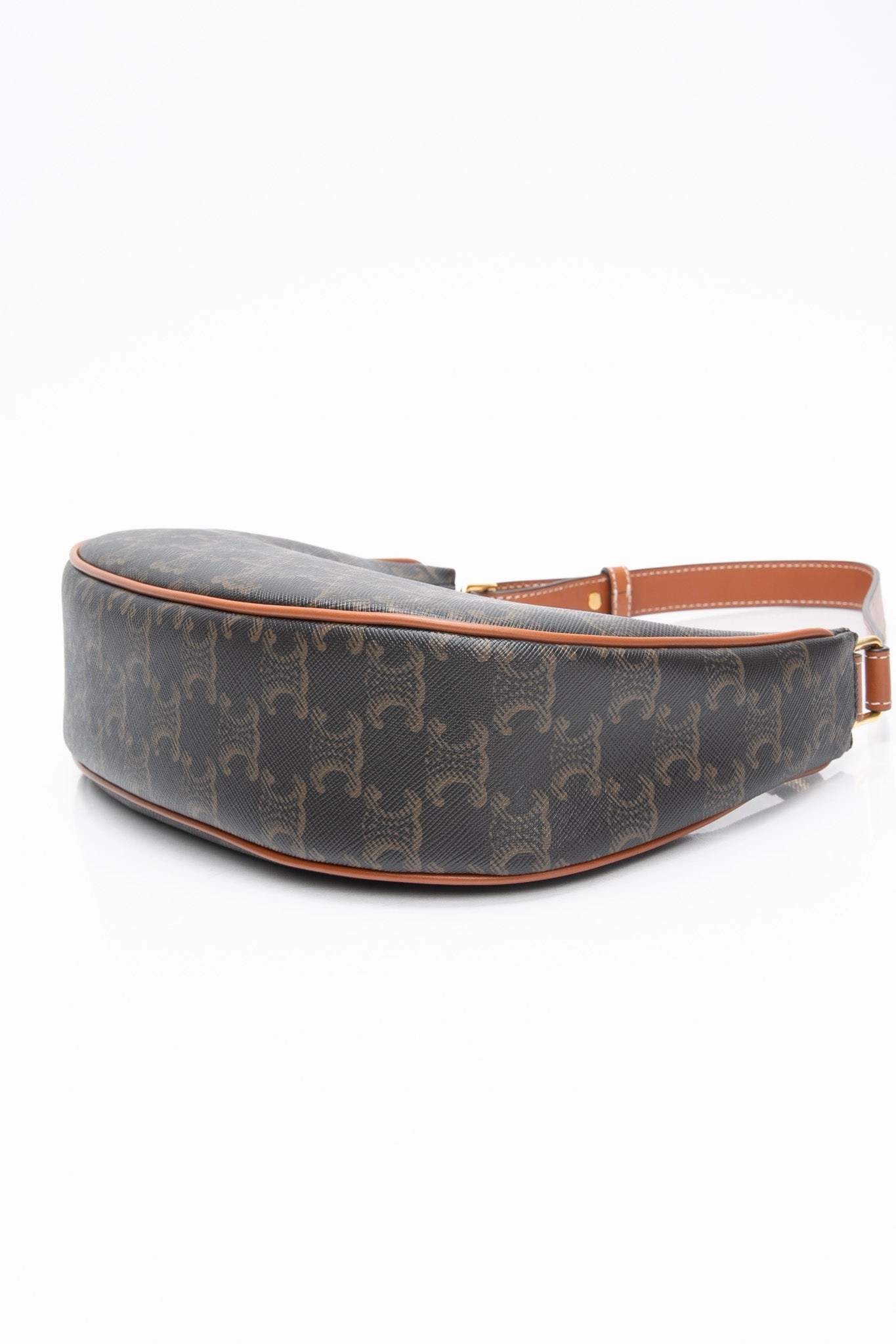 CELINE Tan Ava Bag in Triomphe Canvas and Calfskin Shoulder Bag (New)