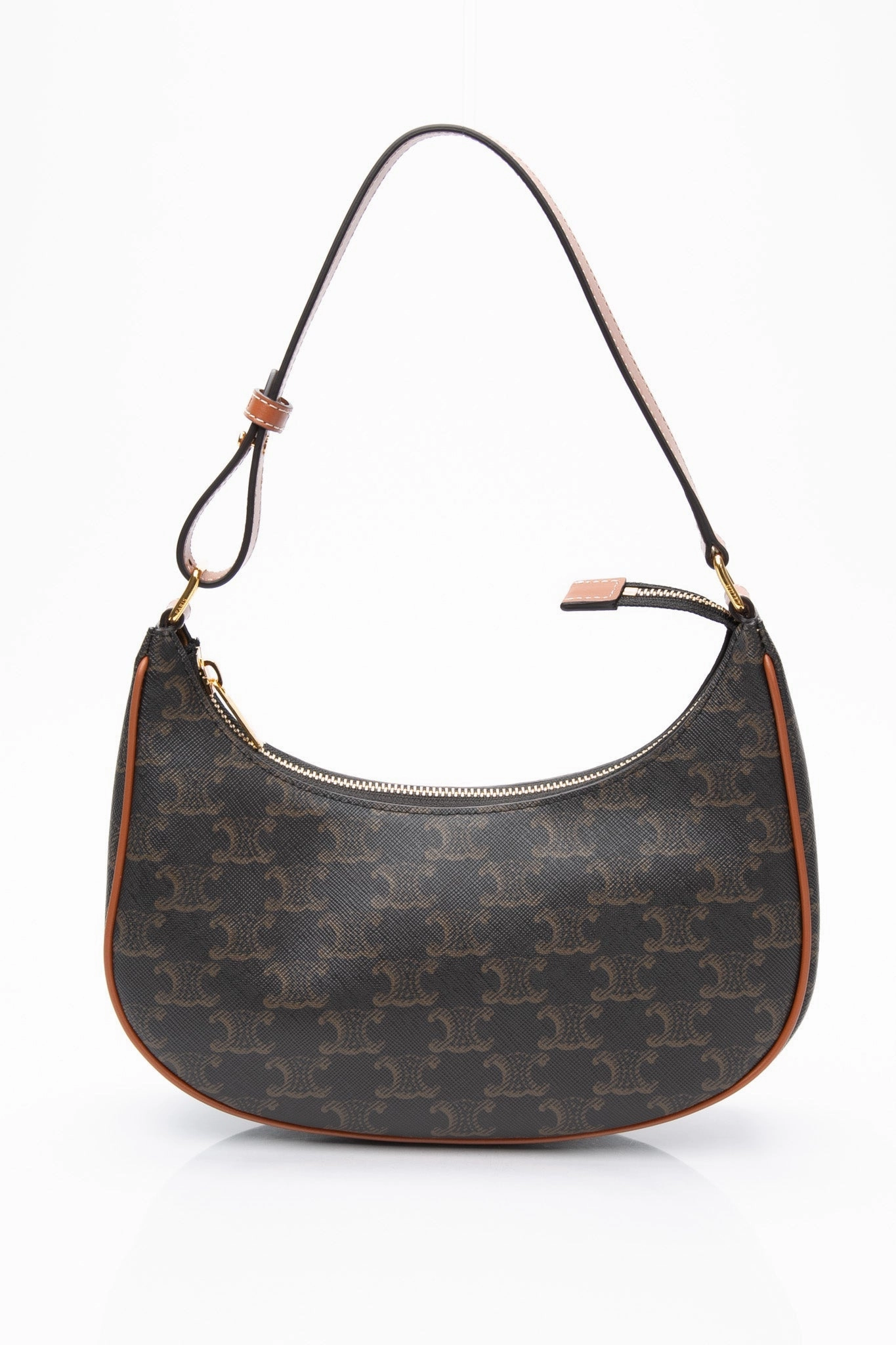 CELINE Tan Ava Bag in Triomphe Canvas and Calfskin Shoulder Bag (New)