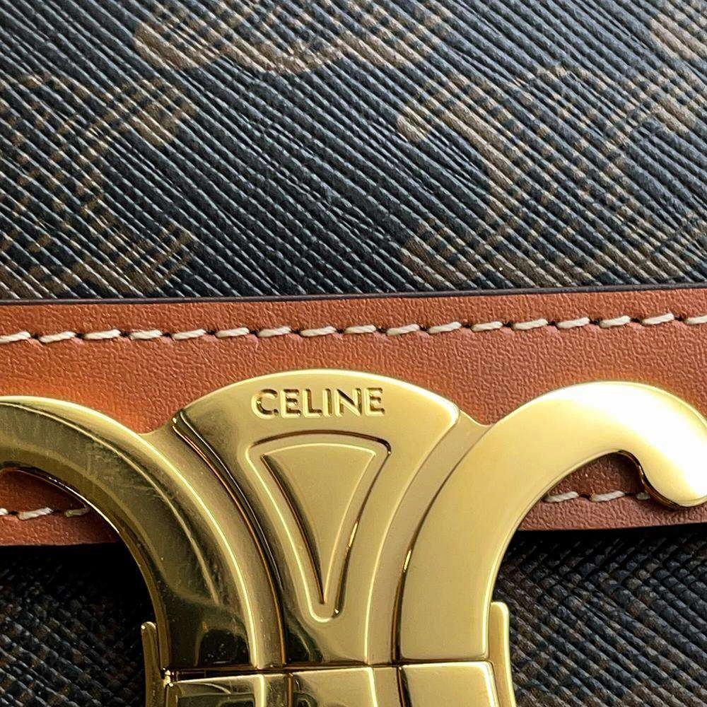CELINE Teen Triomphe Shoulder Bag Brown191242BZ4.04LU Leather Size Medium