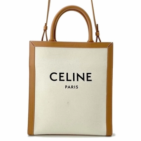 CELINE Vertical Cover 2WAY Shoulder Natural/Tan192082BNZ.02NT Canvas Leather Size Small