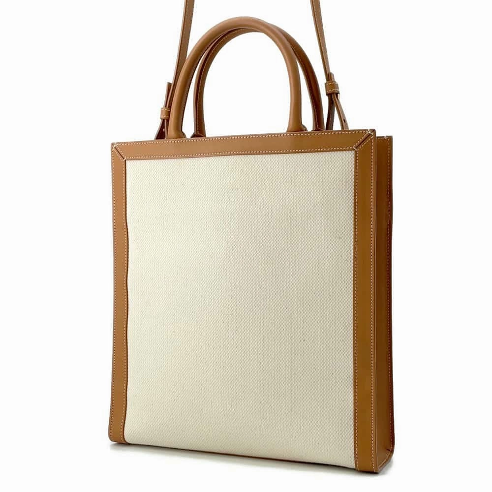 CELINE Vertical Cover 2WAY Shoulder Natural/Tan192082BNZ.02NT Canvas Leather Size Small