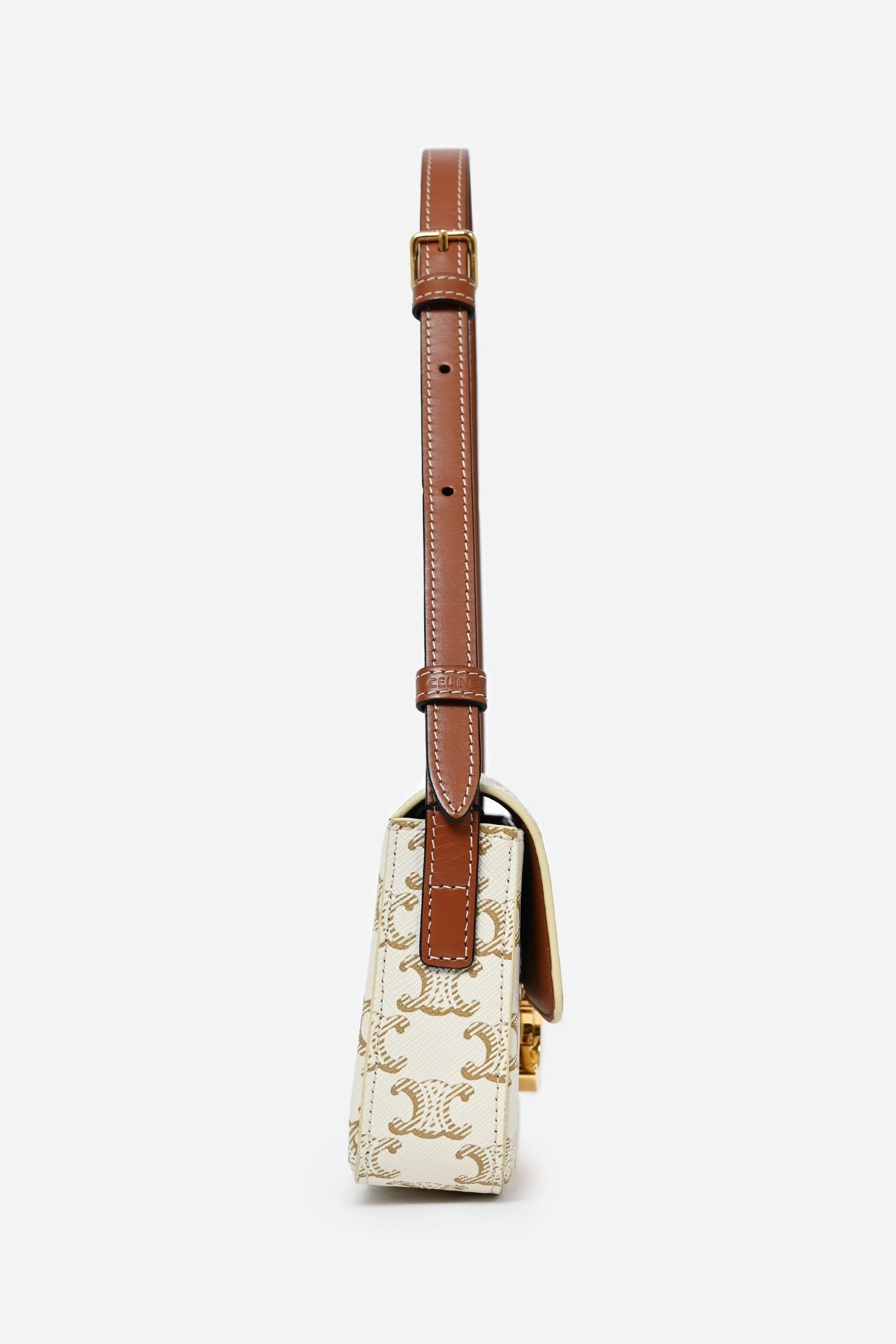 Celine White Triomphe Canvas 'Claude' Shoulder Bag
