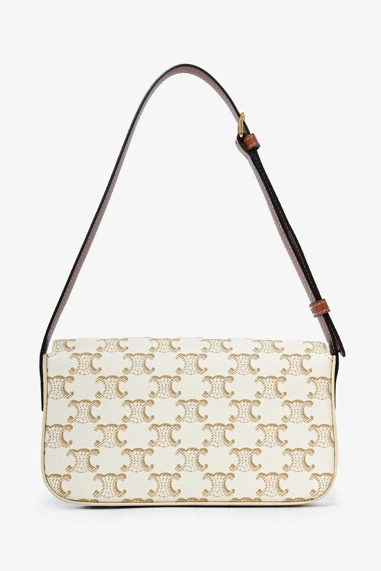 Celine White Triomphe Canvas 'Claude' Shoulder Bag