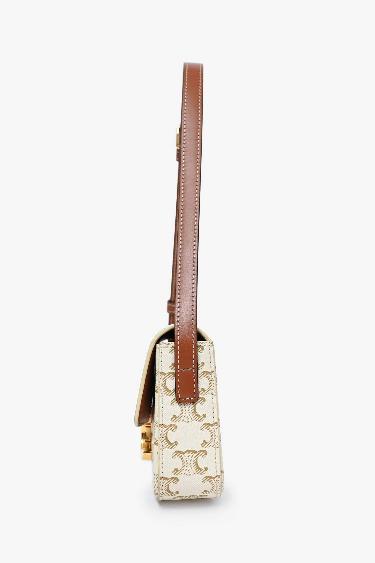 Celine White Triomphe Canvas 'Claude' Shoulder Bag