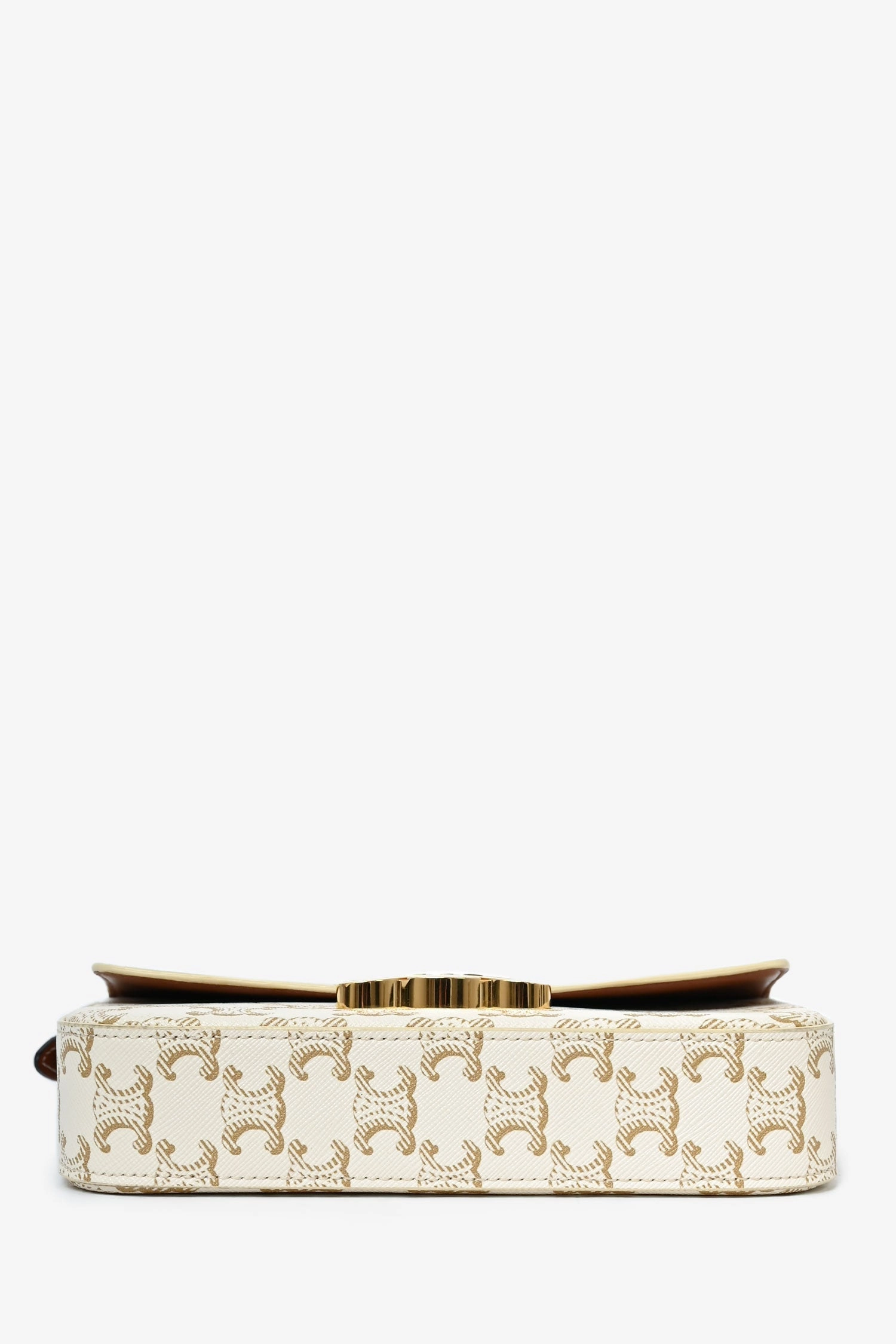 Celine White Triomphe Canvas 'Claude' Shoulder Bag