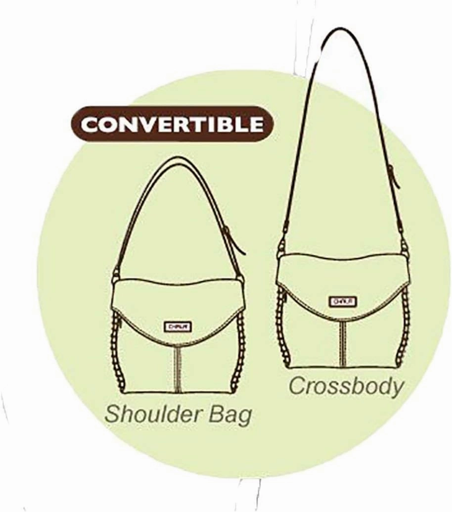 Chala Charming Crossbody Bag Shoulder Handbag With Flap Top and Zipper Black/Dark Brown