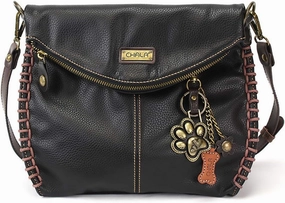 Chala Charming Crossbody Bag Shoulder Handbag With Flap Top and Zipper Black/Dark Brown
