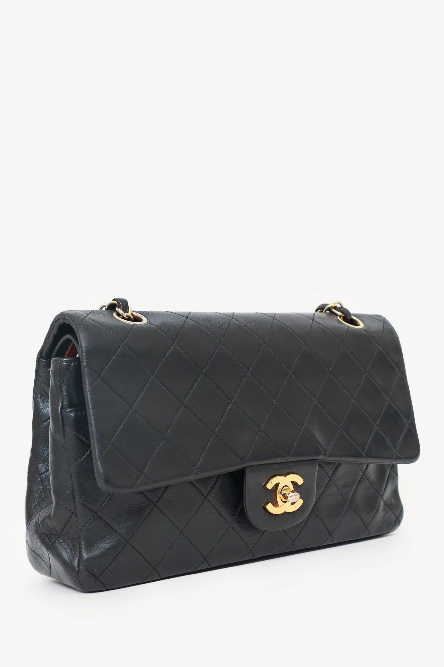 Chanel 1991-94 Black Lambskin Medium Double Flap Shoulder Bag Chanel 1991-94 Black Lambskin Medium Double Flap Shoulder Bag