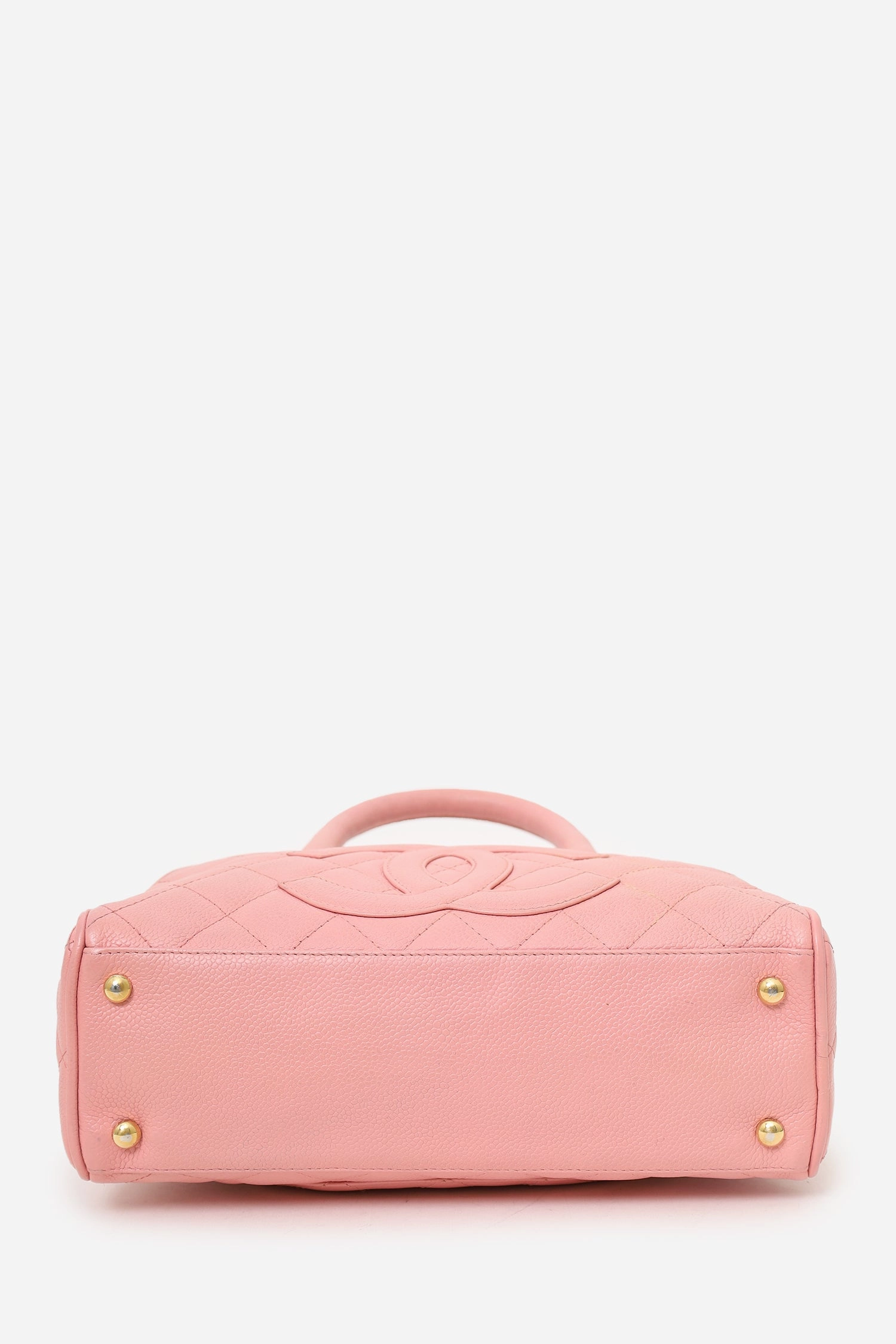 Chanel 2003-04 Pink Caviar Leather CC Quilted Mini Bowler Bag