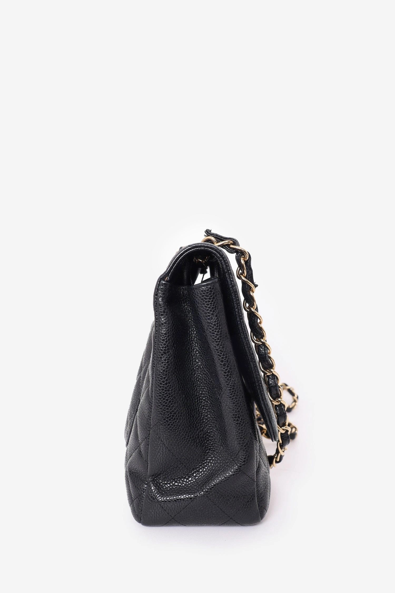 Chanel 2008/09 Black Caviar Leather Jumbo Classic Flap Shoulder Bag