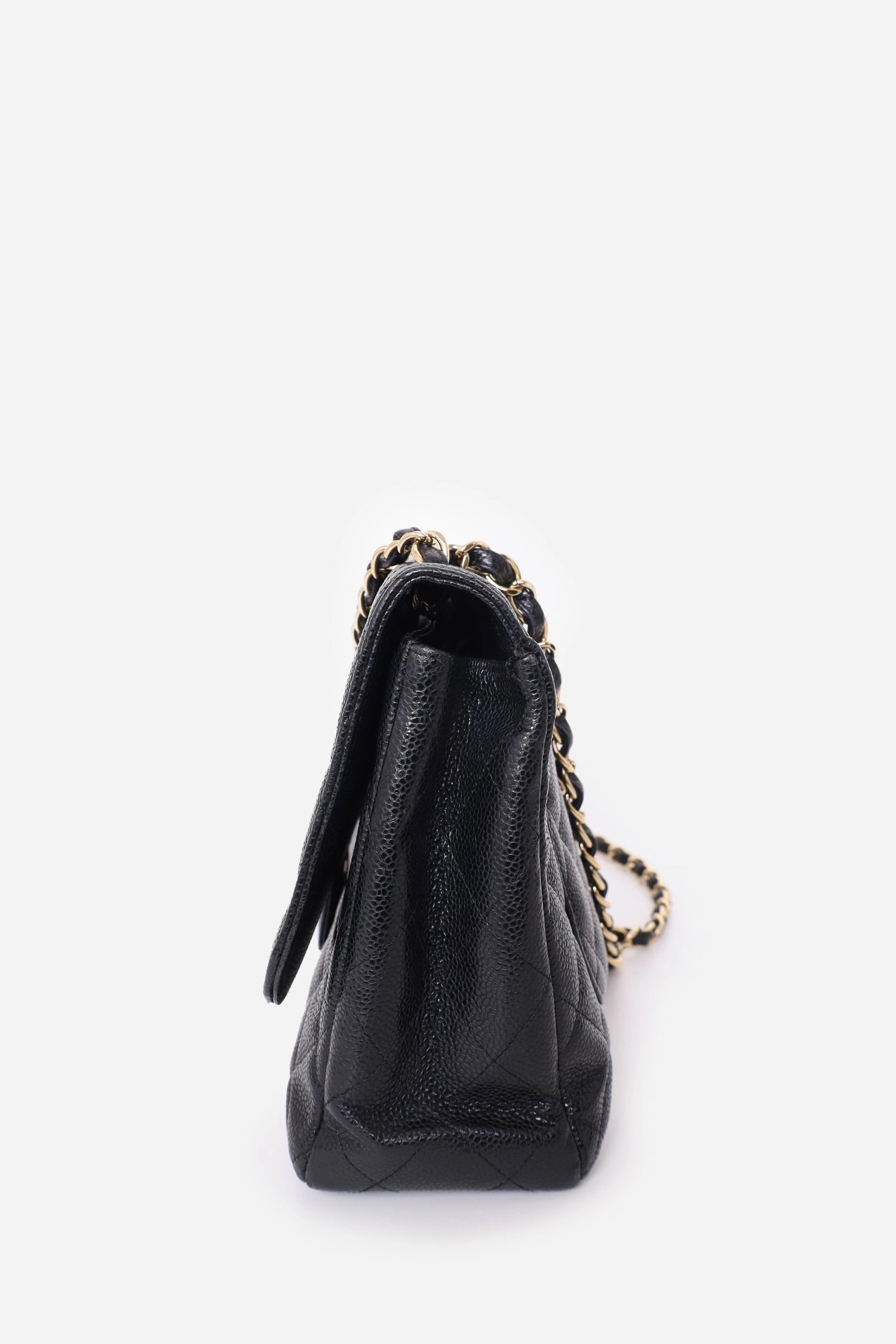 Chanel 2008/09 Black Caviar Leather Jumbo Classic Flap Shoulder Bag
