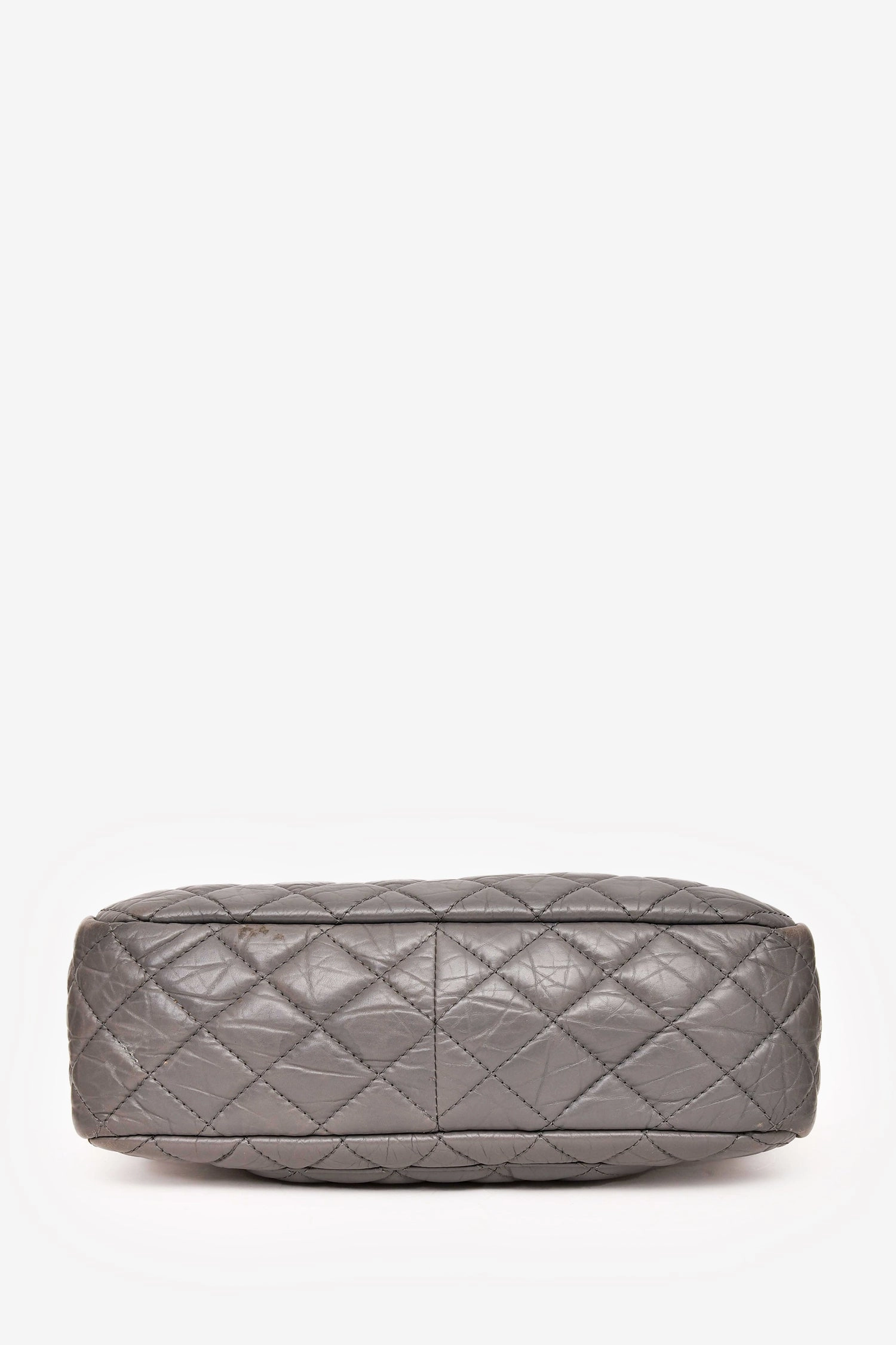 Chanel 2008-2009 Grey Crackled Leather Quilted Reissue Camera Bag (As Is)