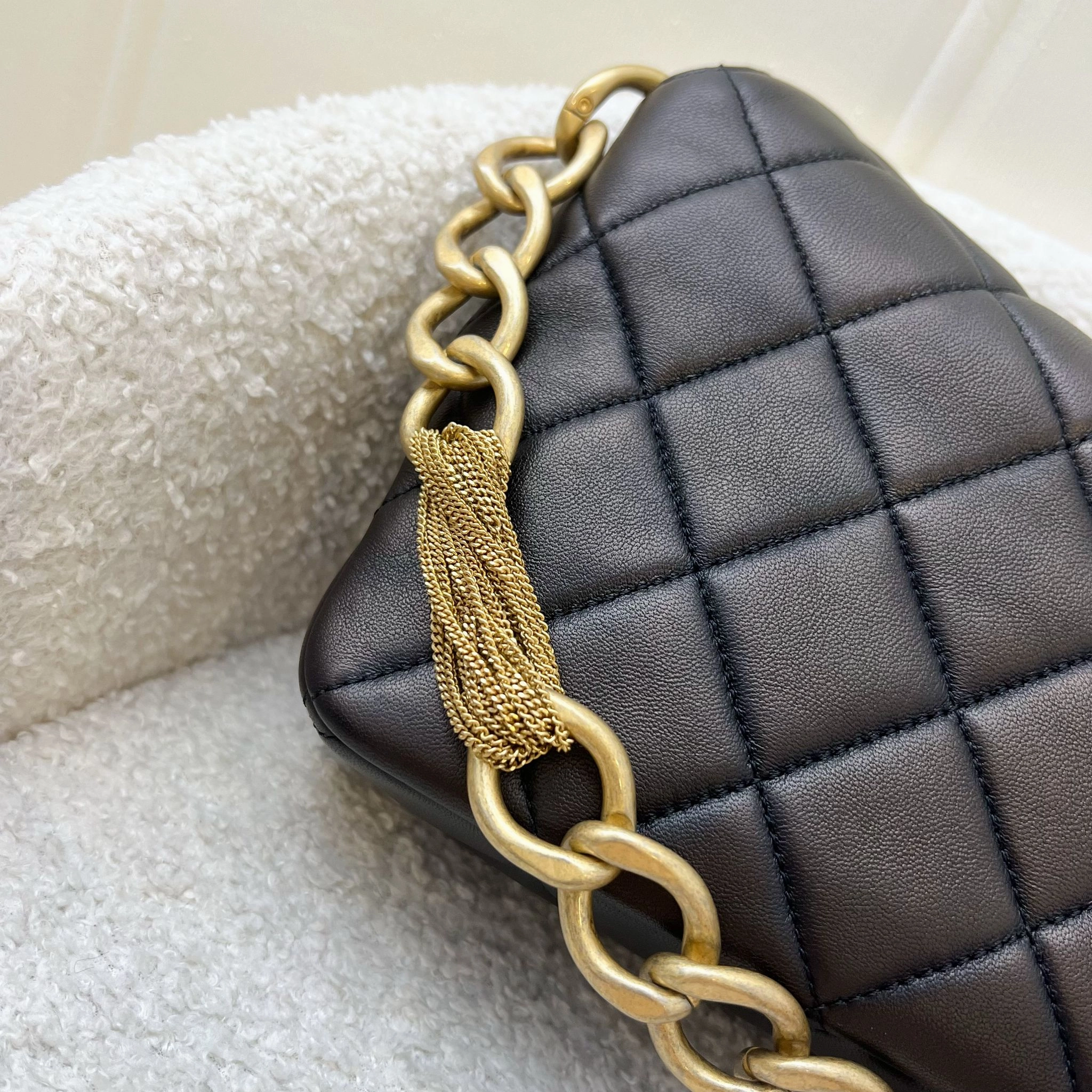 Chanel 23A Hobo Shoulder bag in Black Lambskin and AGHW