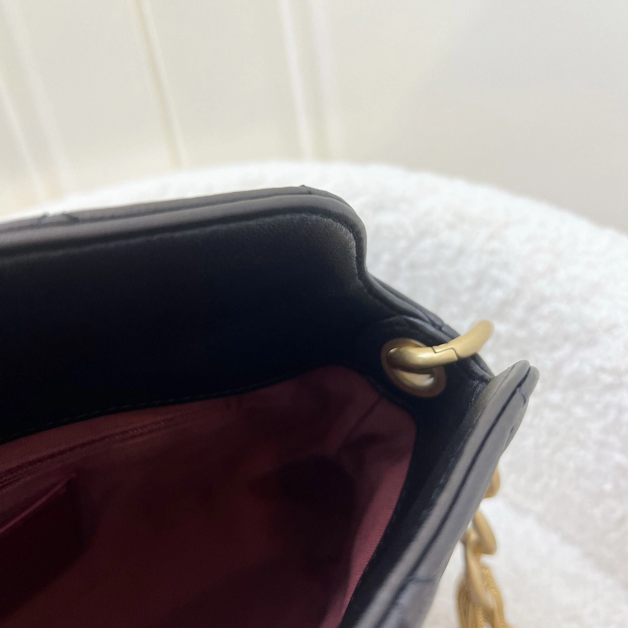 Chanel 23A Hobo Shoulder bag in Black Lambskin and AGHW