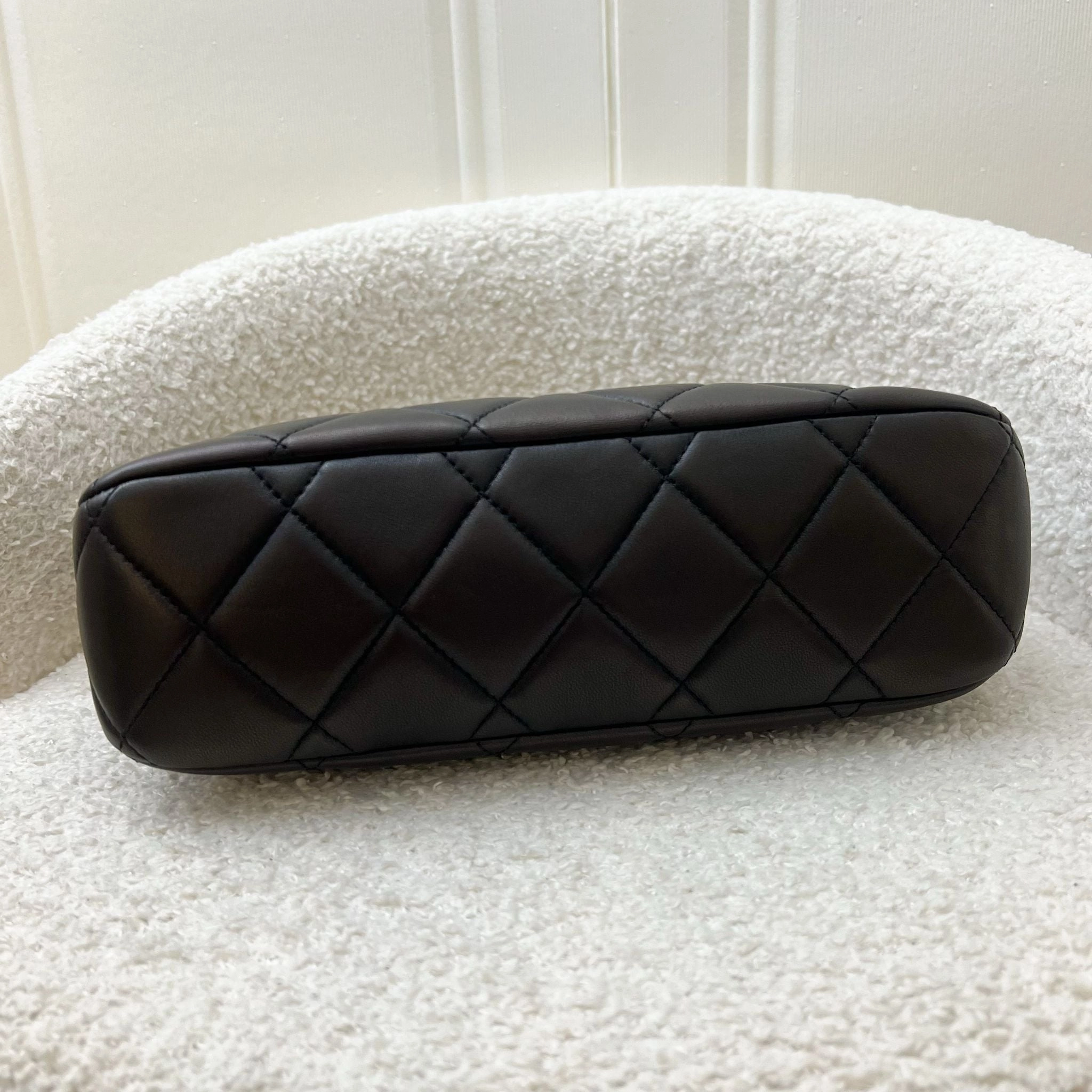Chanel 23A Hobo Shoulder bag in Black Lambskin and AGHW