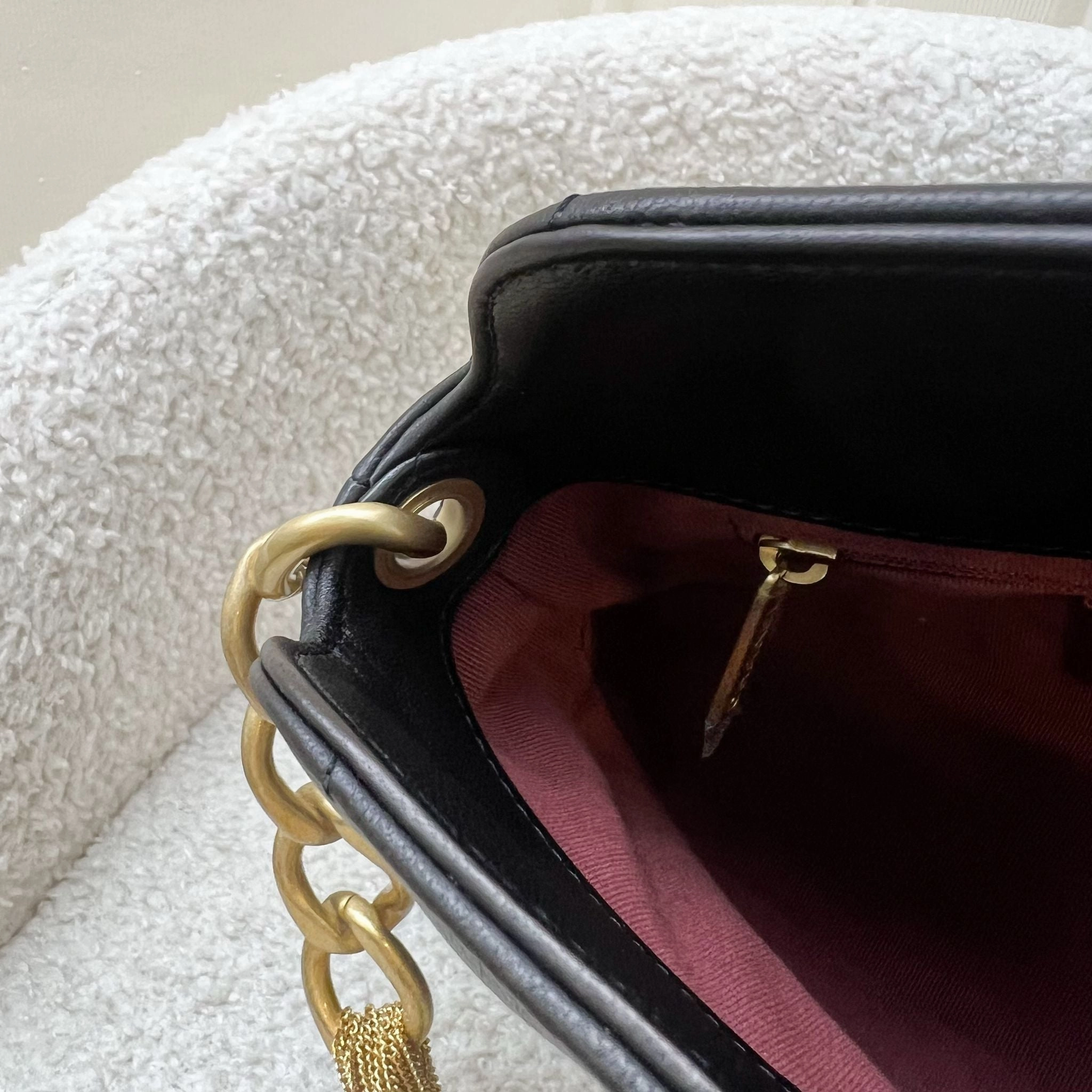 Chanel 23A Hobo Shoulder bag in Black Lambskin and AGHW