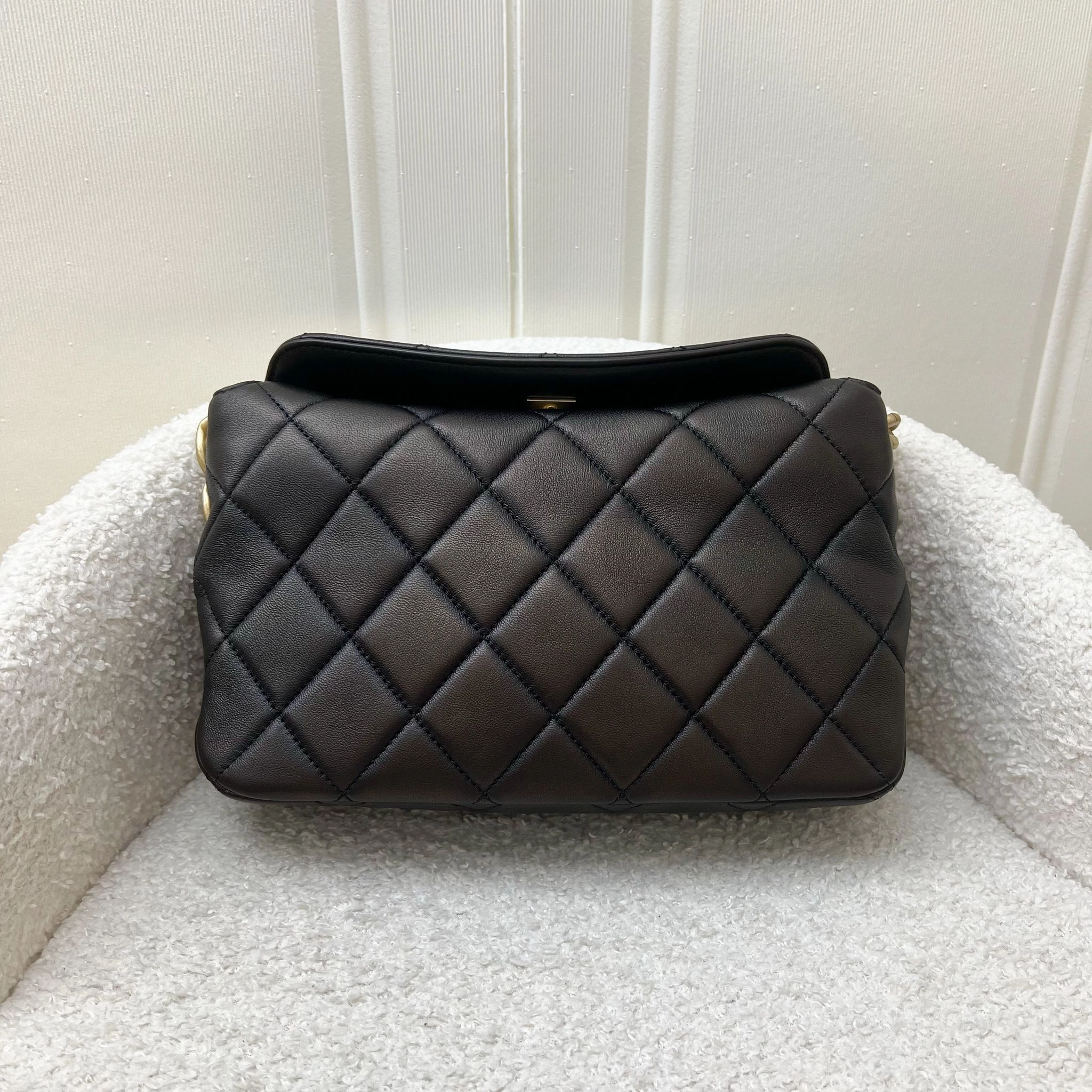 Chanel 23A Hobo Shoulder bag in Black Lambskin and AGHW