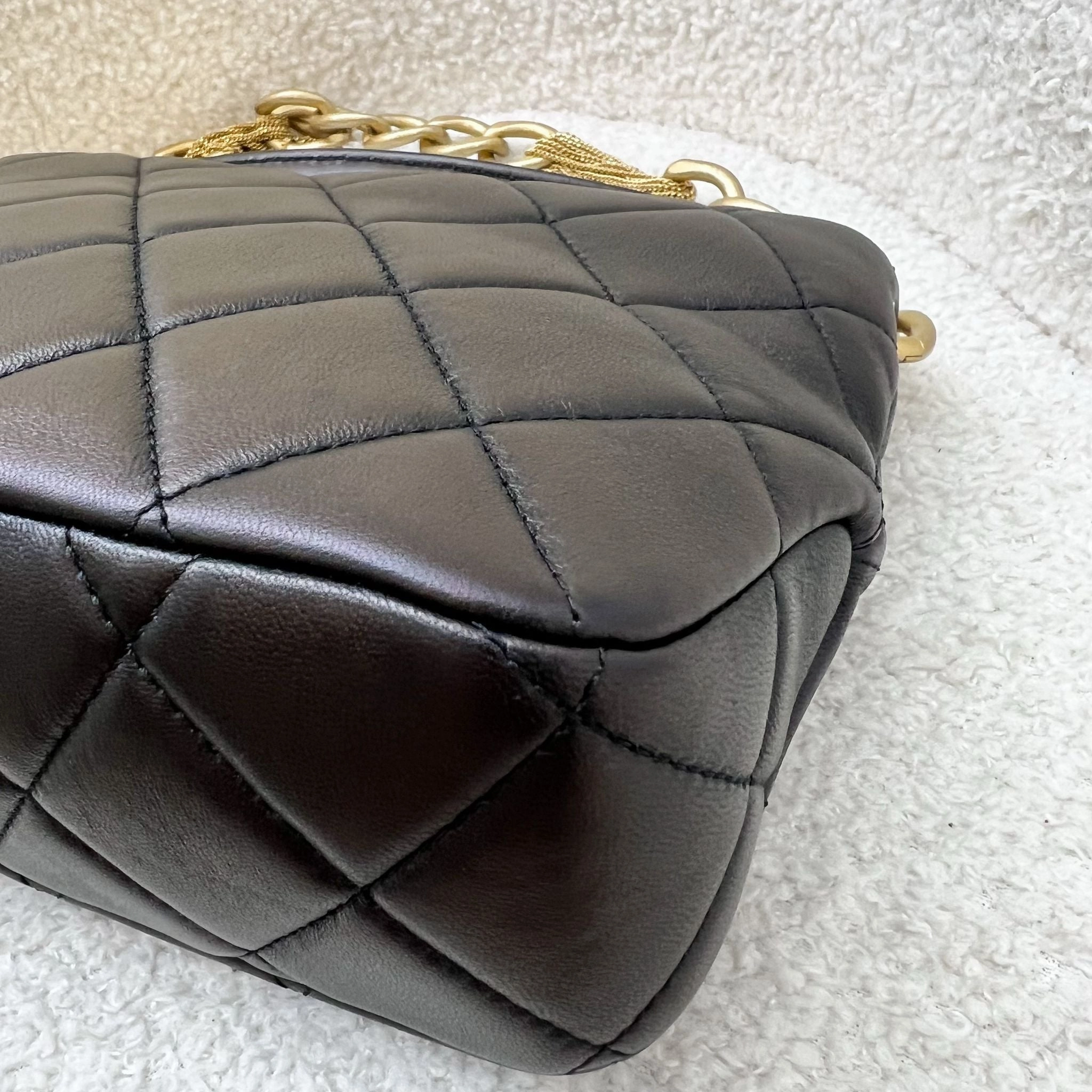 Chanel 23A Hobo Shoulder bag in Black Lambskin and AGHW