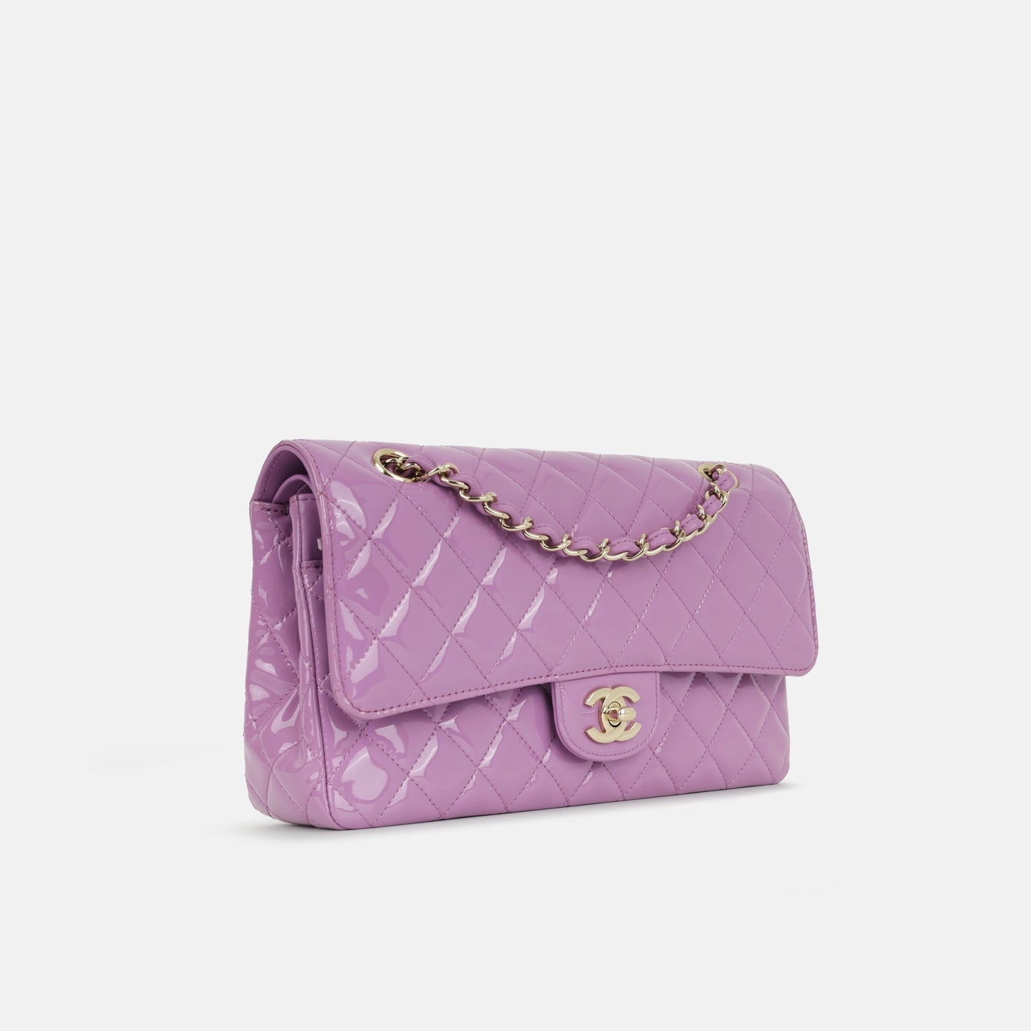 Chanel - Classic Flap Bag - Medium - Purple Patent CGHW - Pre-Loved