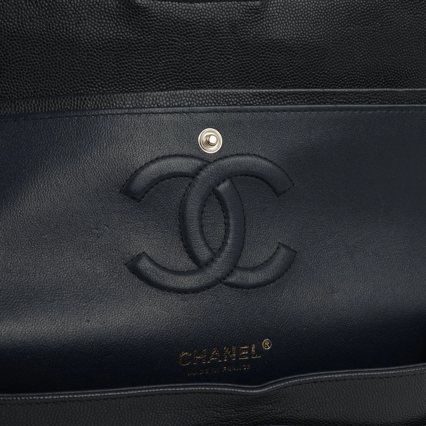 Chanel - Medium Classic Flap - Midnight Blue Quilted Caviar CGHW - 2018 - Pre-Loved