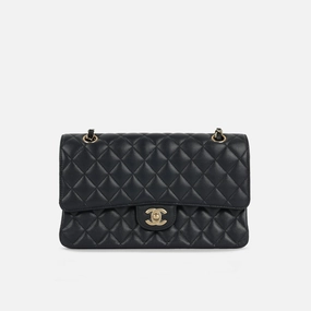 Chanel - Medium Classic Flap - Midnight Blue Quilted Caviar CGHW - 2018 - Pre-Loved