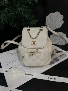 Chanel Affinity Small White Leather Backpack