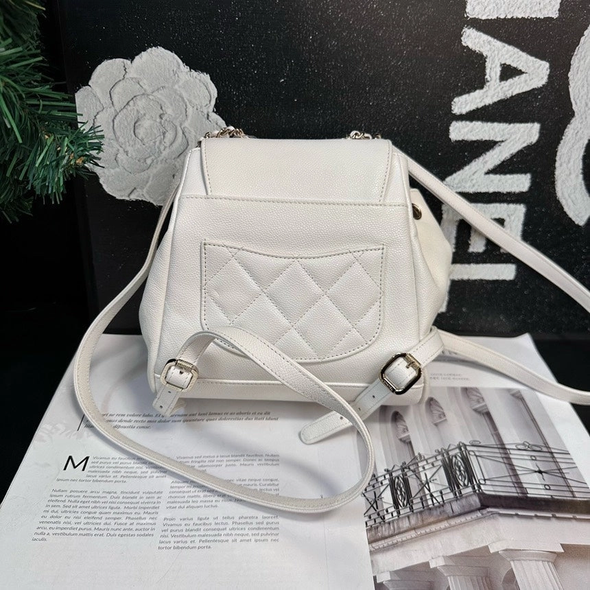 Chanel Affinity Small White Leather Backpack