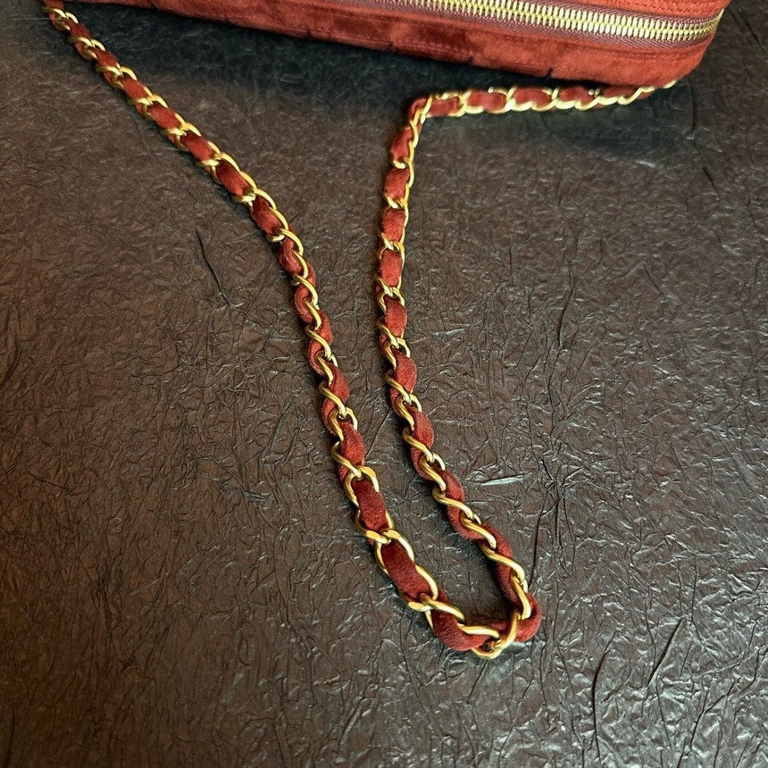 Chanel Bean Sand Suede Shoulder Bag 28x16x5