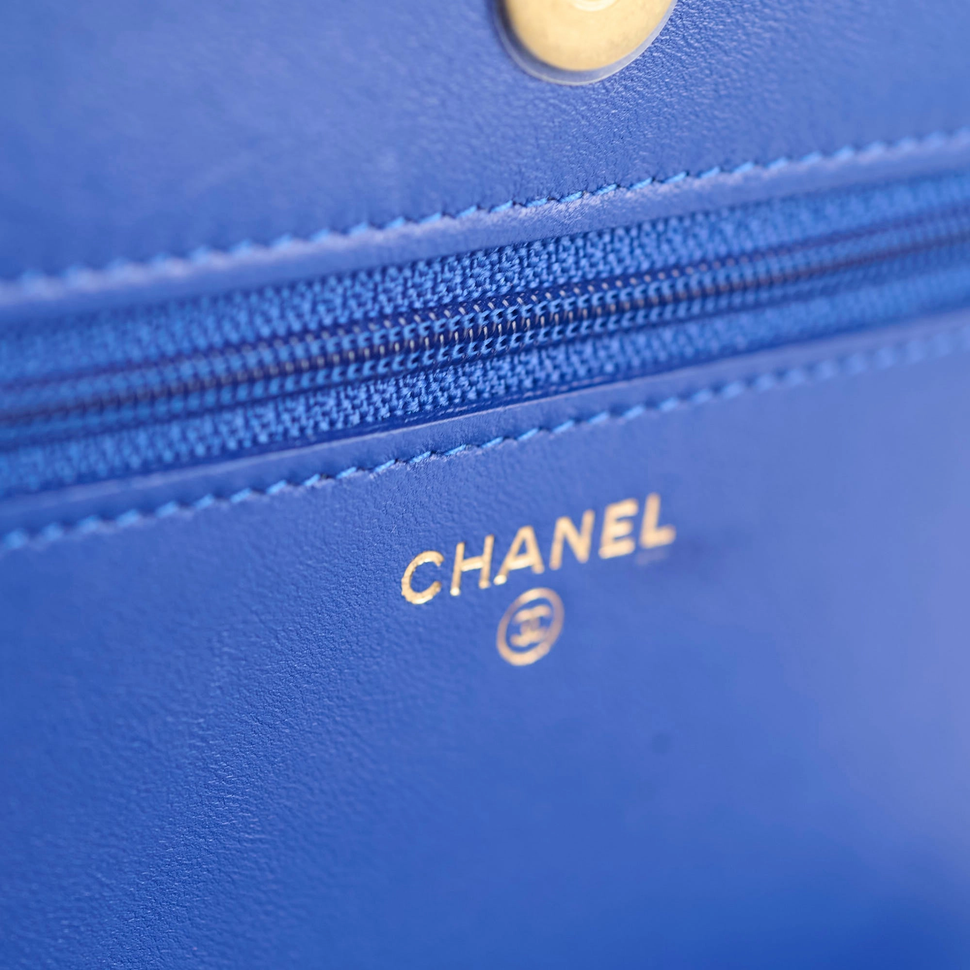 Chanel Boy Wallet on Chain Blue Lambksin
