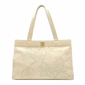 Chanel Camellia Leather Shoulder Bag Tote Bag (Pre-Owned)