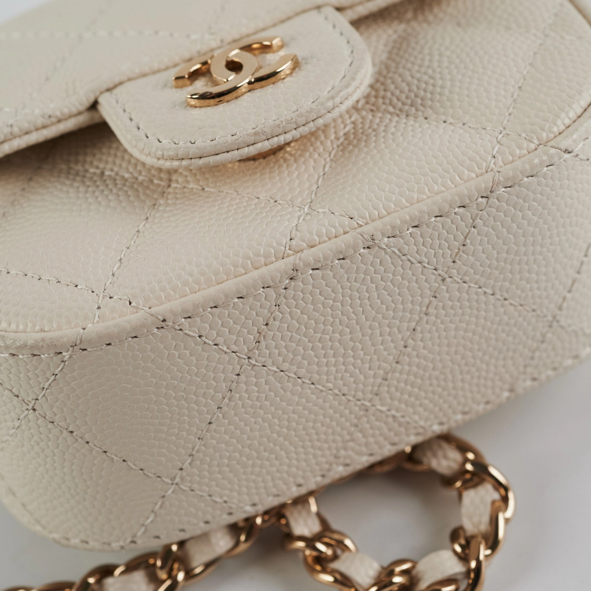 Chanel Caviar Microbag White