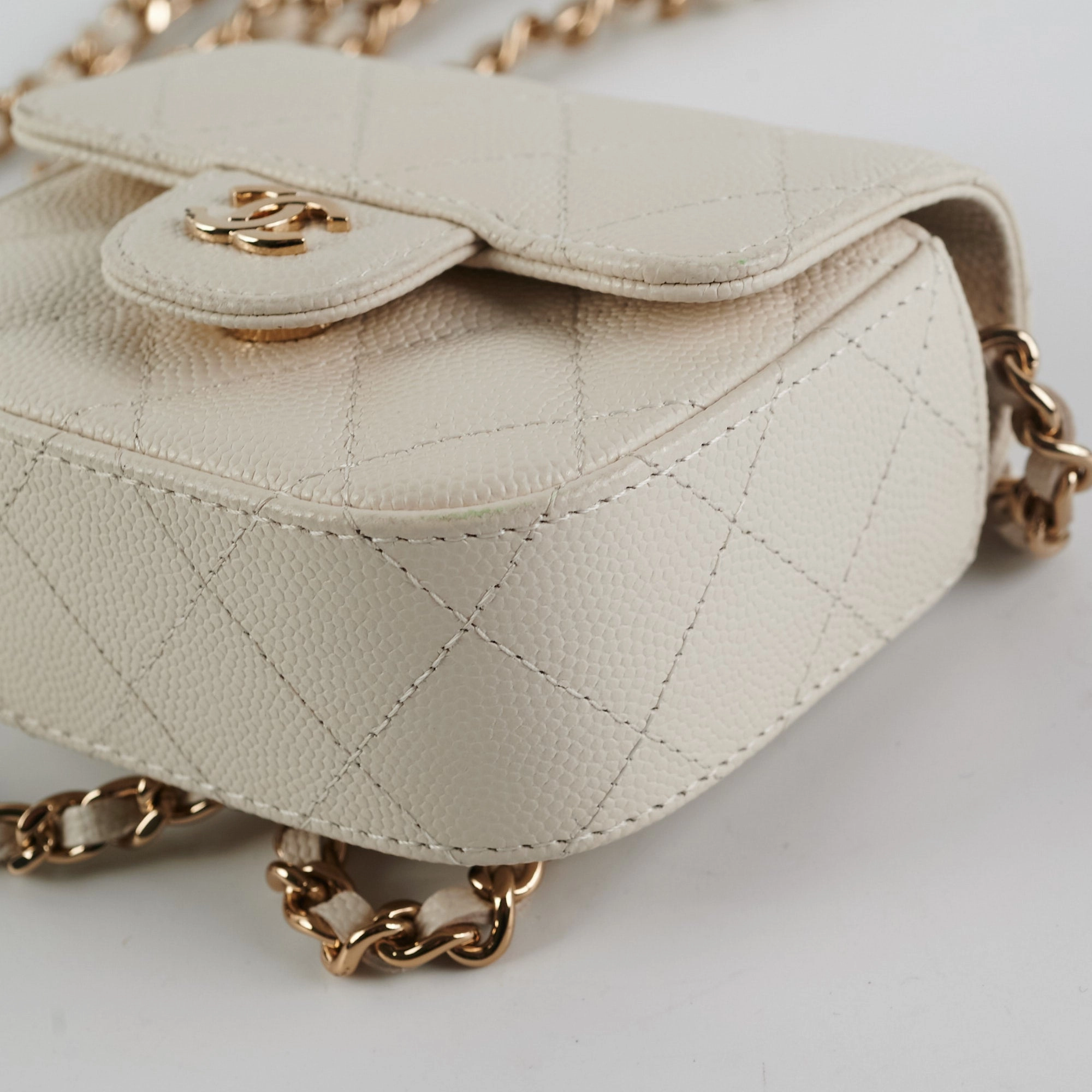 Chanel Caviar Microbag White