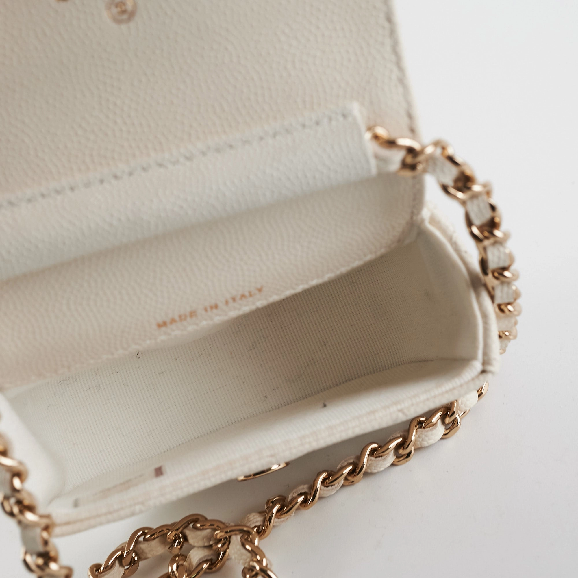 Chanel Caviar Microbag White