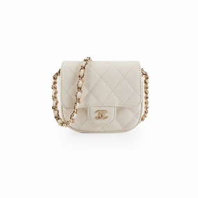 Chanel Caviar Microbag White