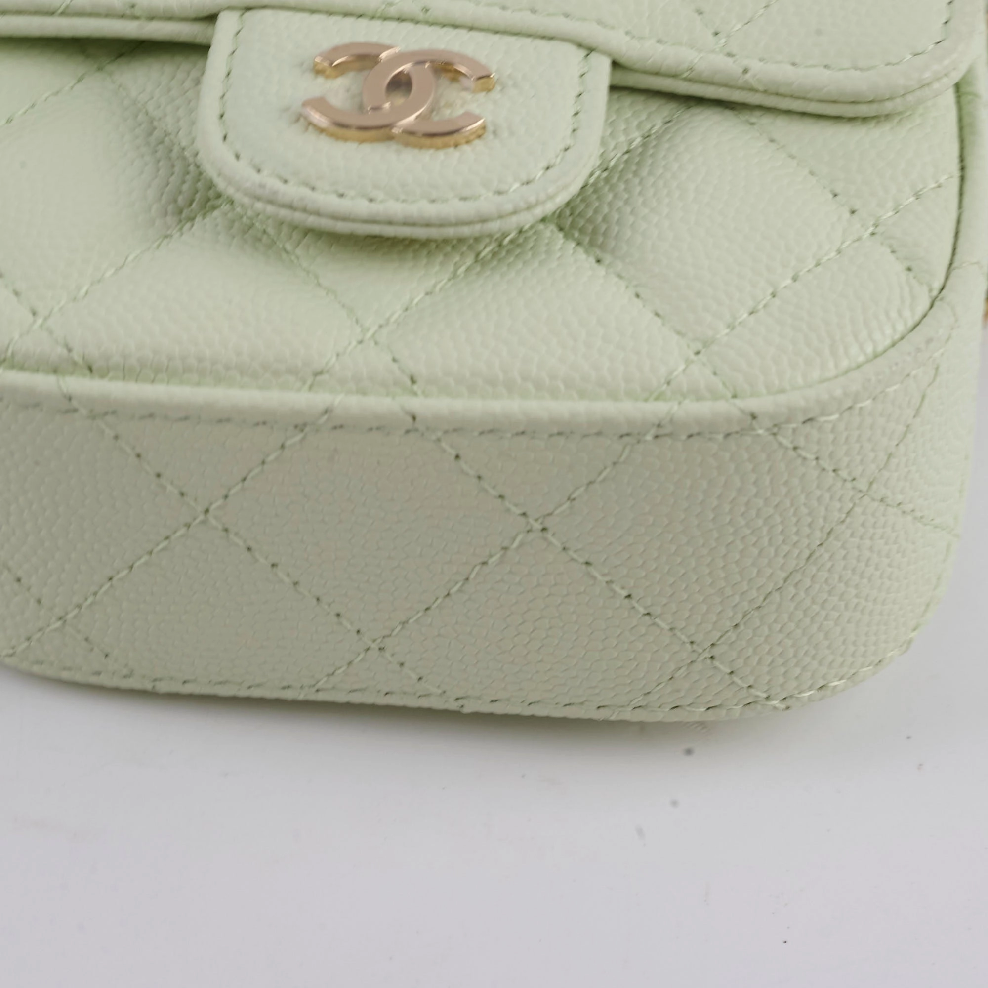 Chanel Caviar Mini Clutch With Chain Mint Green - Series 31