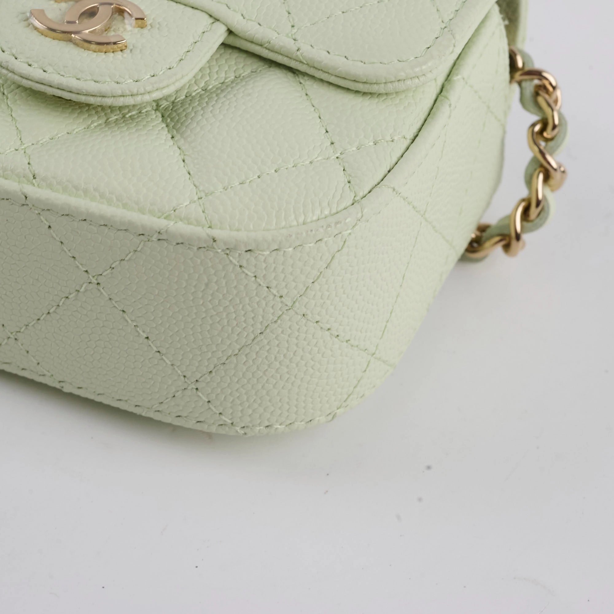 Chanel Caviar Mini Clutch With Chain Mint Green - Series 31