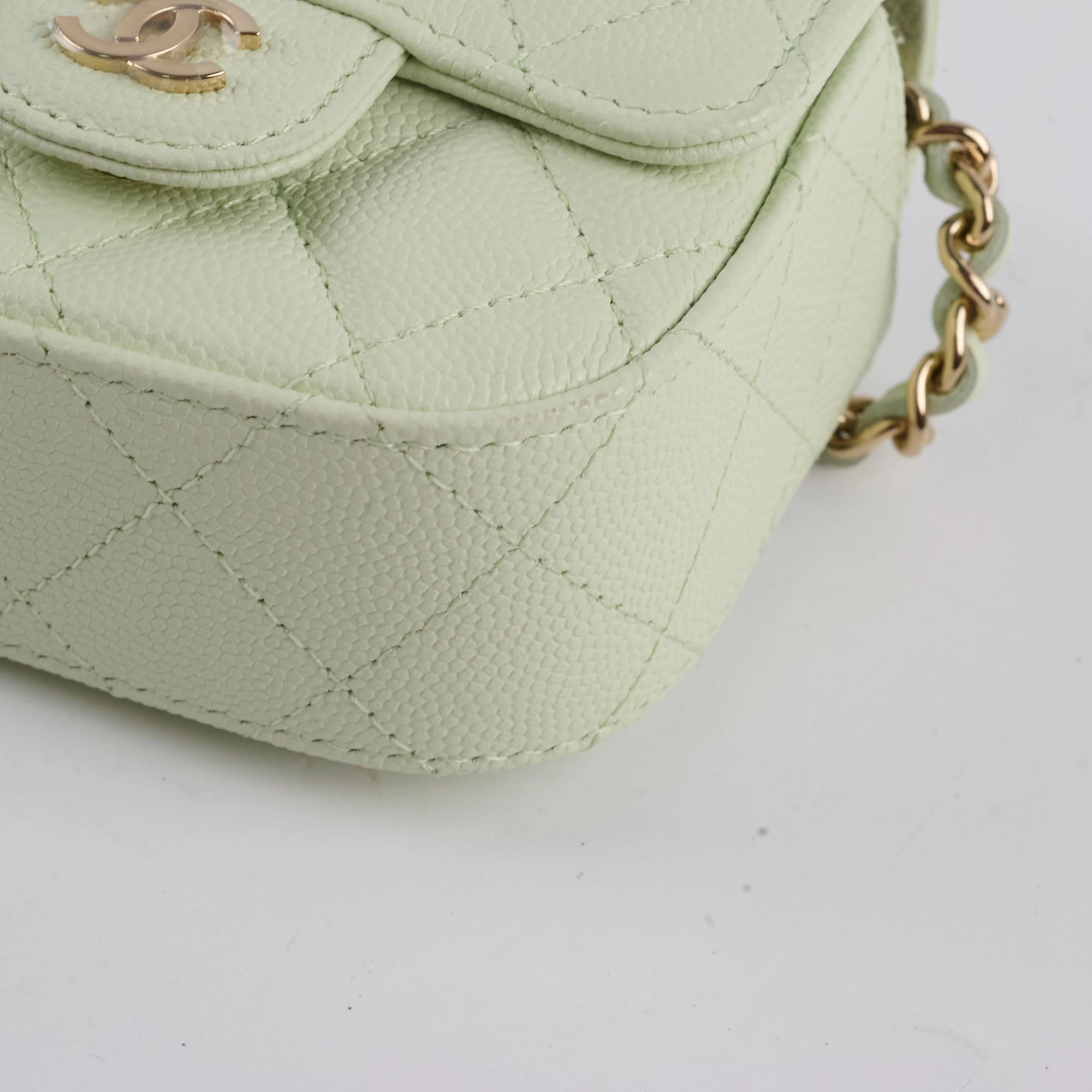 Chanel Caviar Mini Clutch With Chain Mint Green - Series 31