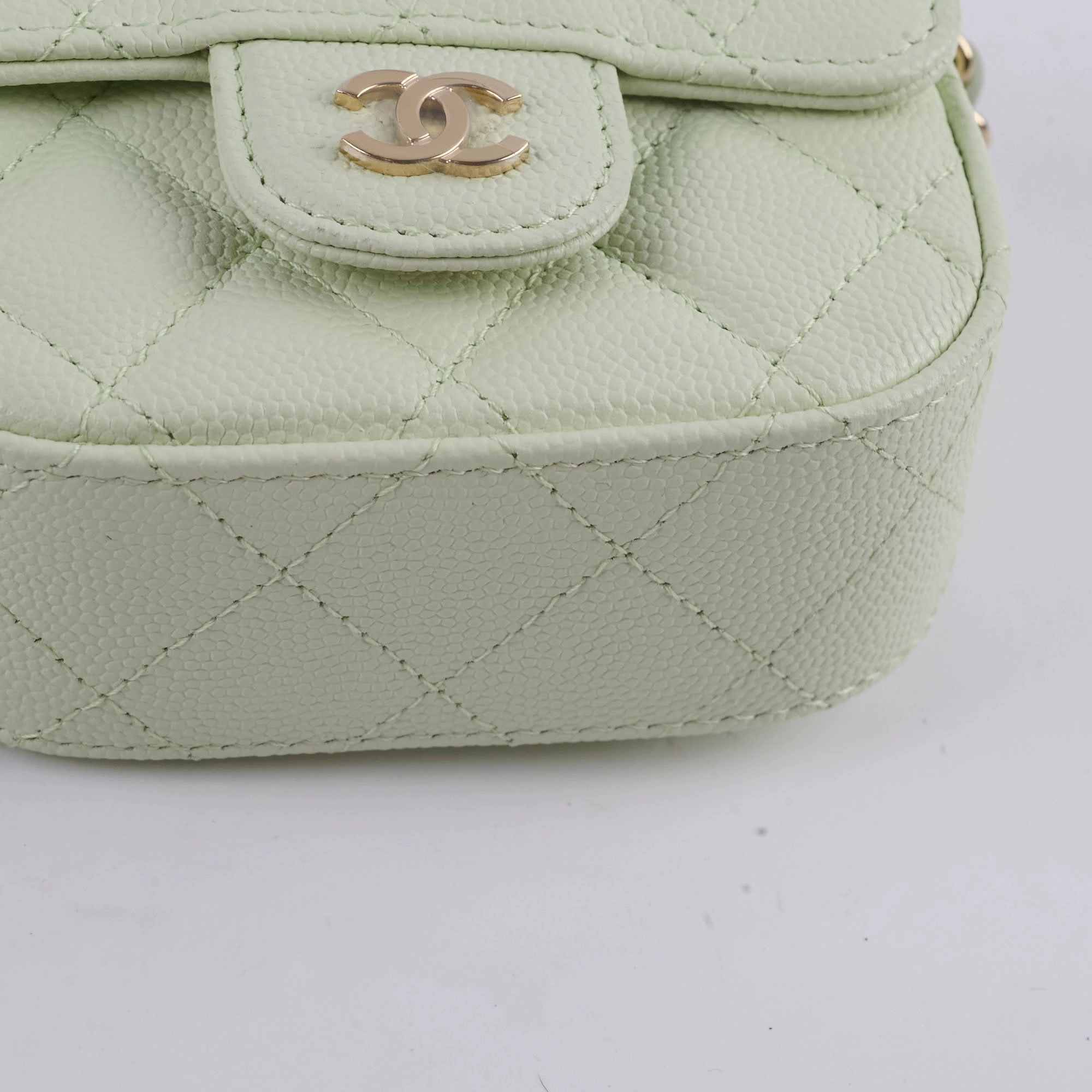 Chanel Caviar Mini Clutch With Chain Mint Green - Series 31