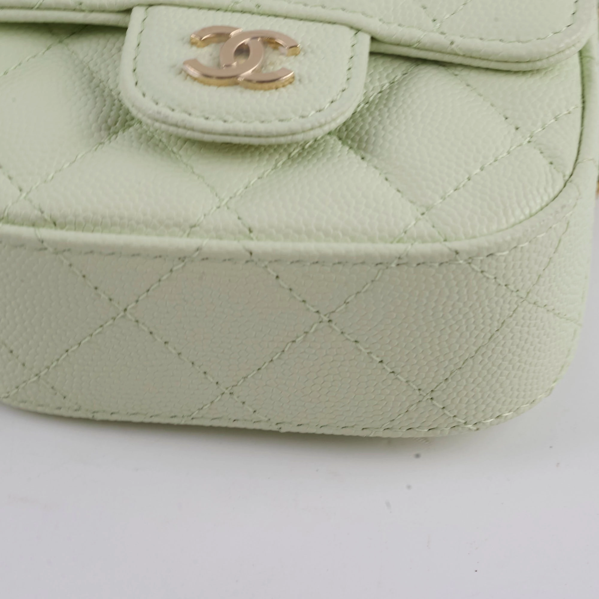 Chanel Caviar Mini Clutch With Chain Mint Green - Series 31