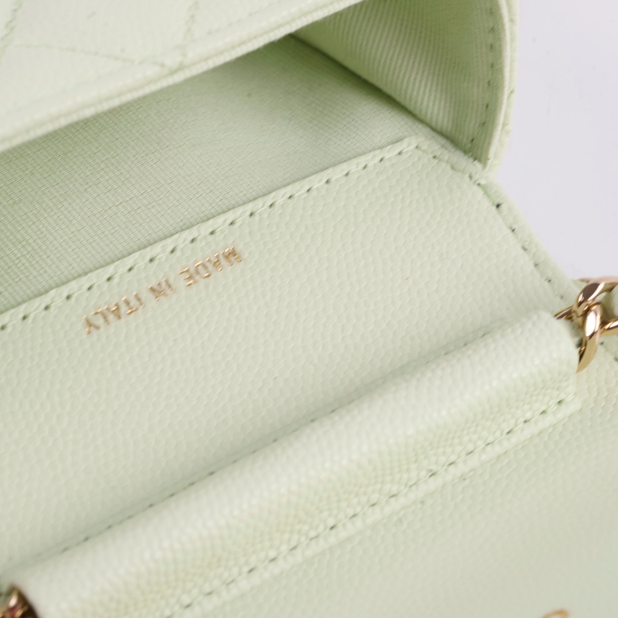 Chanel Caviar Mini Clutch With Chain Mint Green - Series 31
