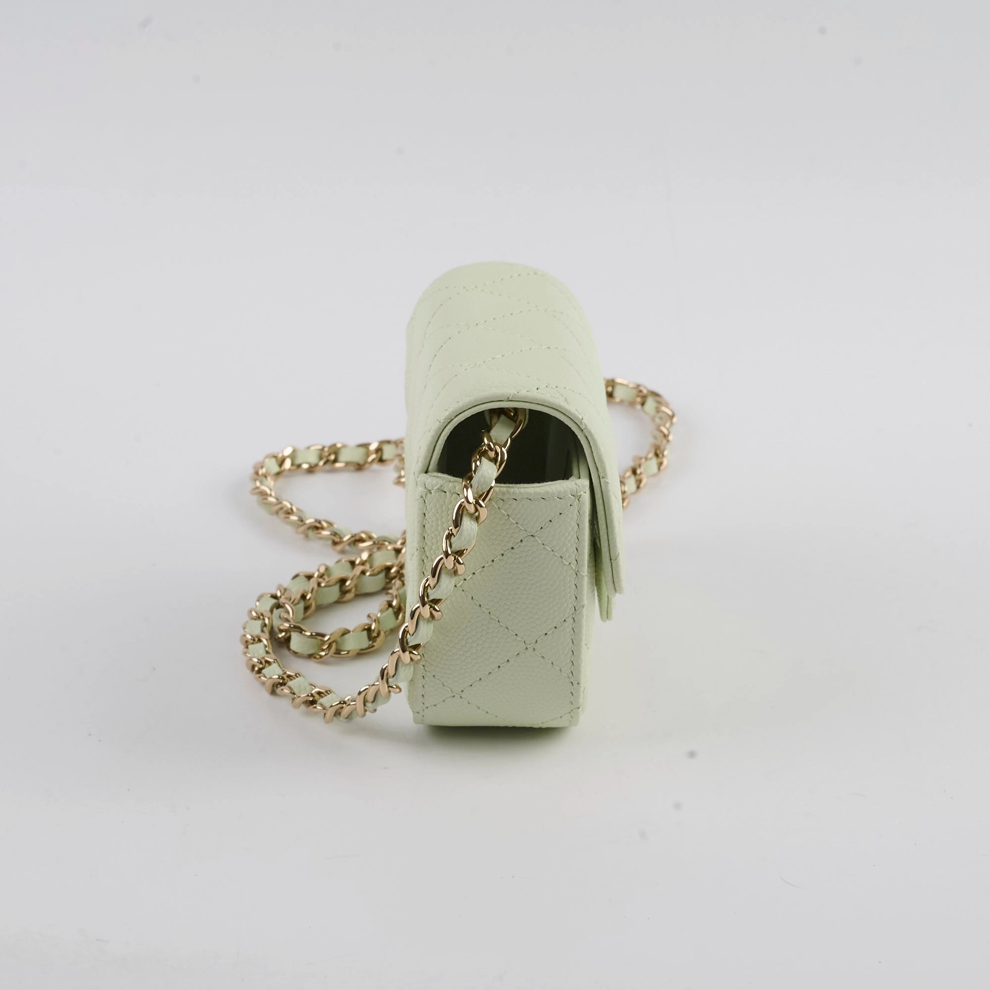 Chanel Caviar Mini Clutch With Chain Mint Green - Series 31