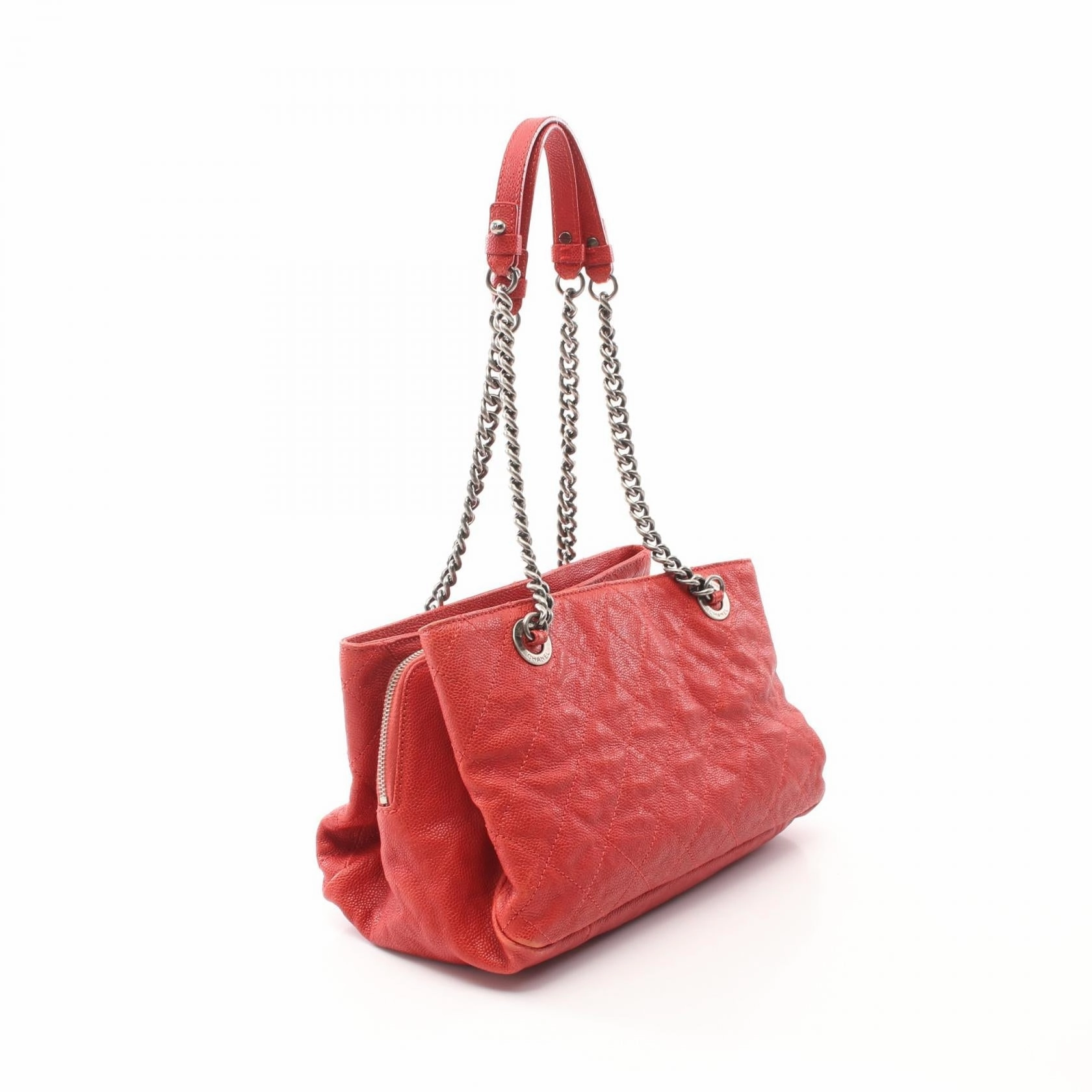 Chanel Caviar Skin Matelasse Tote Bag Red