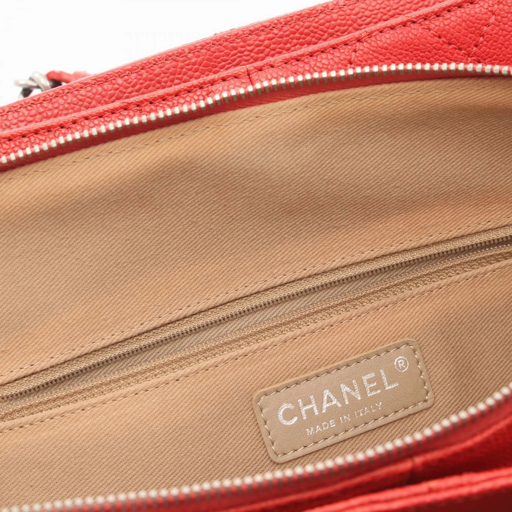 Chanel Caviar Skin Matelasse Tote Bag Red