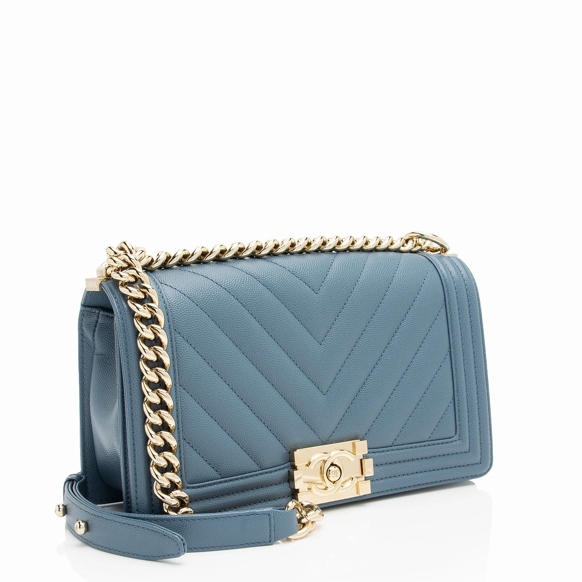 Chanel Chevron Caviar Leather Old Medium Boy Bag